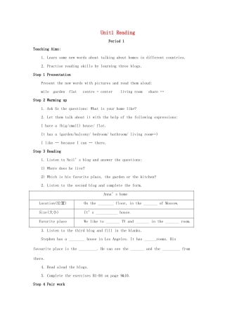七年级英语下册 Unit 1 Dream homes Reading教案 （新版）牛津版-（新版）牛津版初中七年级下册英语教案