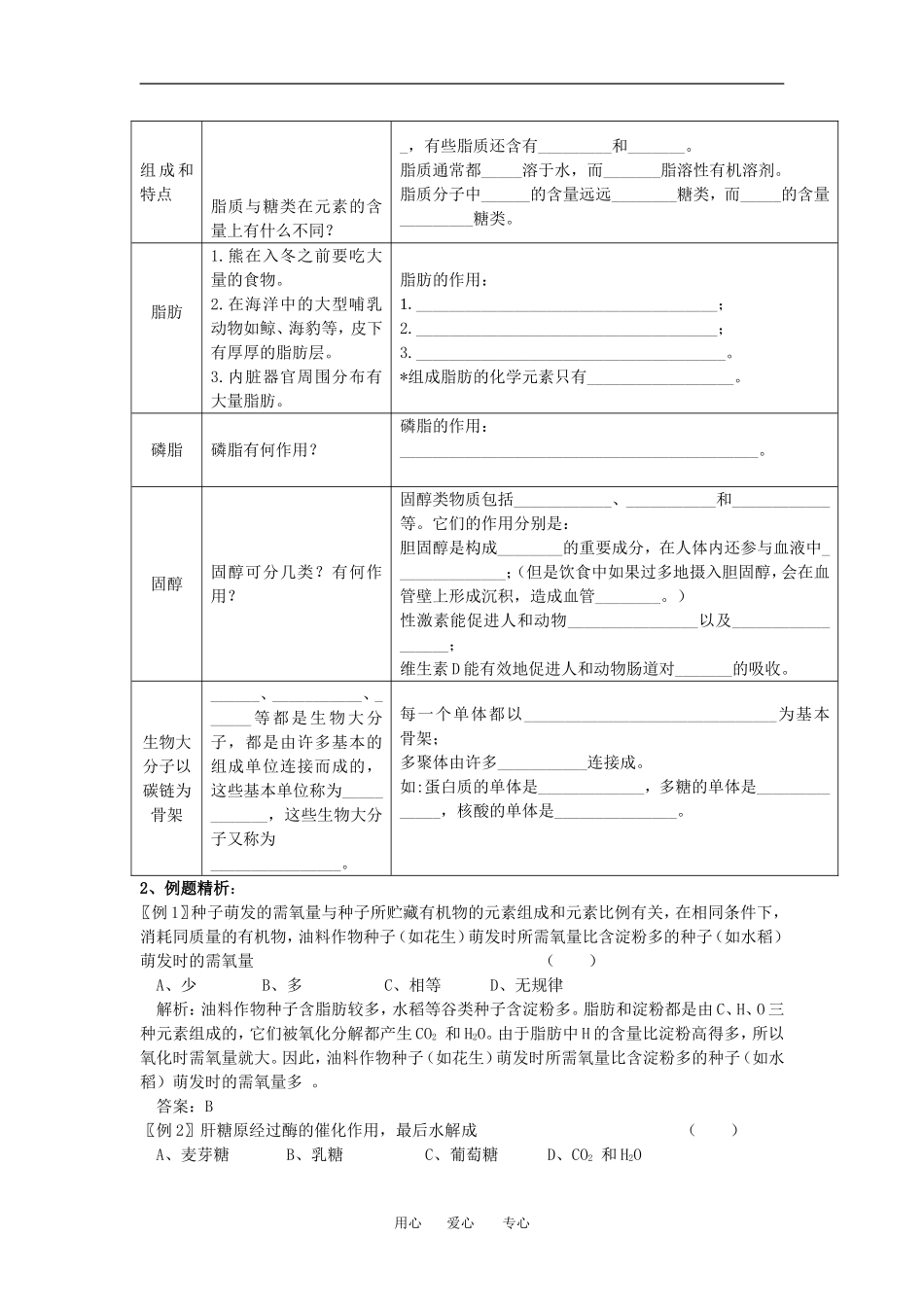 （新人教版必修1）生物：2.4《细胞中的糖类和脂质》学案_第2页