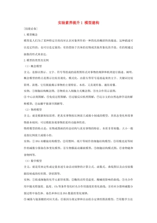 高考生物一轮复习 实验素养提升1 模型建构学案-人教版高三全册生物学案