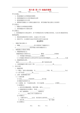高一生物 第六章 第一节 细胞的增殖学案 新人教版必修1