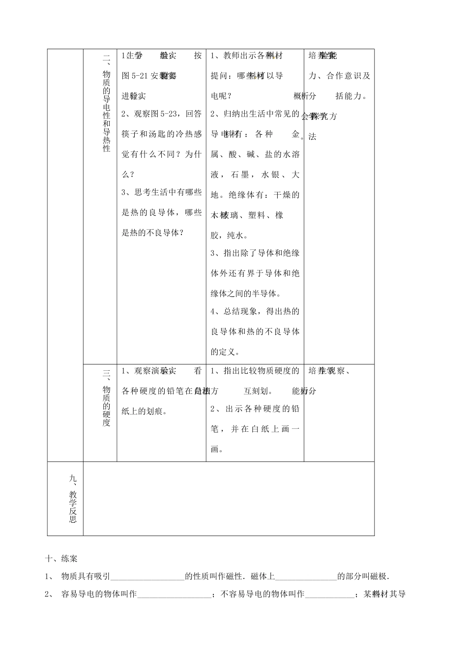 八年级物理上册 5.4《认识物质的一些物理属性》教学设计 （新版）粤教沪版-（新版）粤教沪版初中八年级上册物理教案_第3页