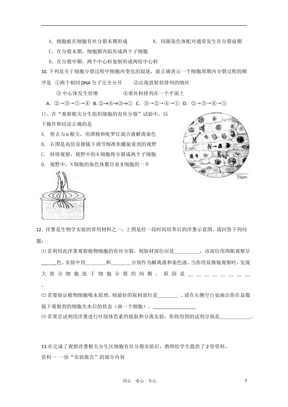 高一生物 细胞增殖精华学案 新人教版_第3页