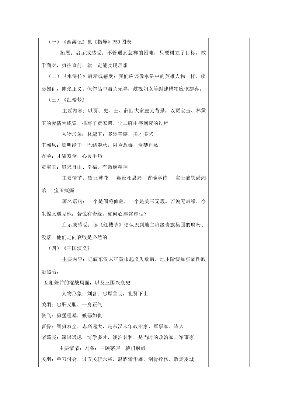 中考语文 名著导读与文化文学常识复习教案-人教版初中九年级全册语文教案_第3页