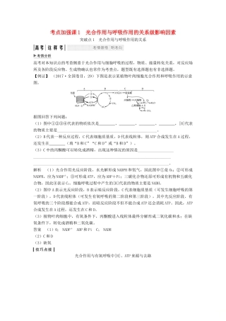 高考生物一轮复习 第一单元 有机体中的细胞 考点加强课1 光合作用与呼吸作用的关系级影响因素创新备考学案 中图版-中图版高三全册生物学案