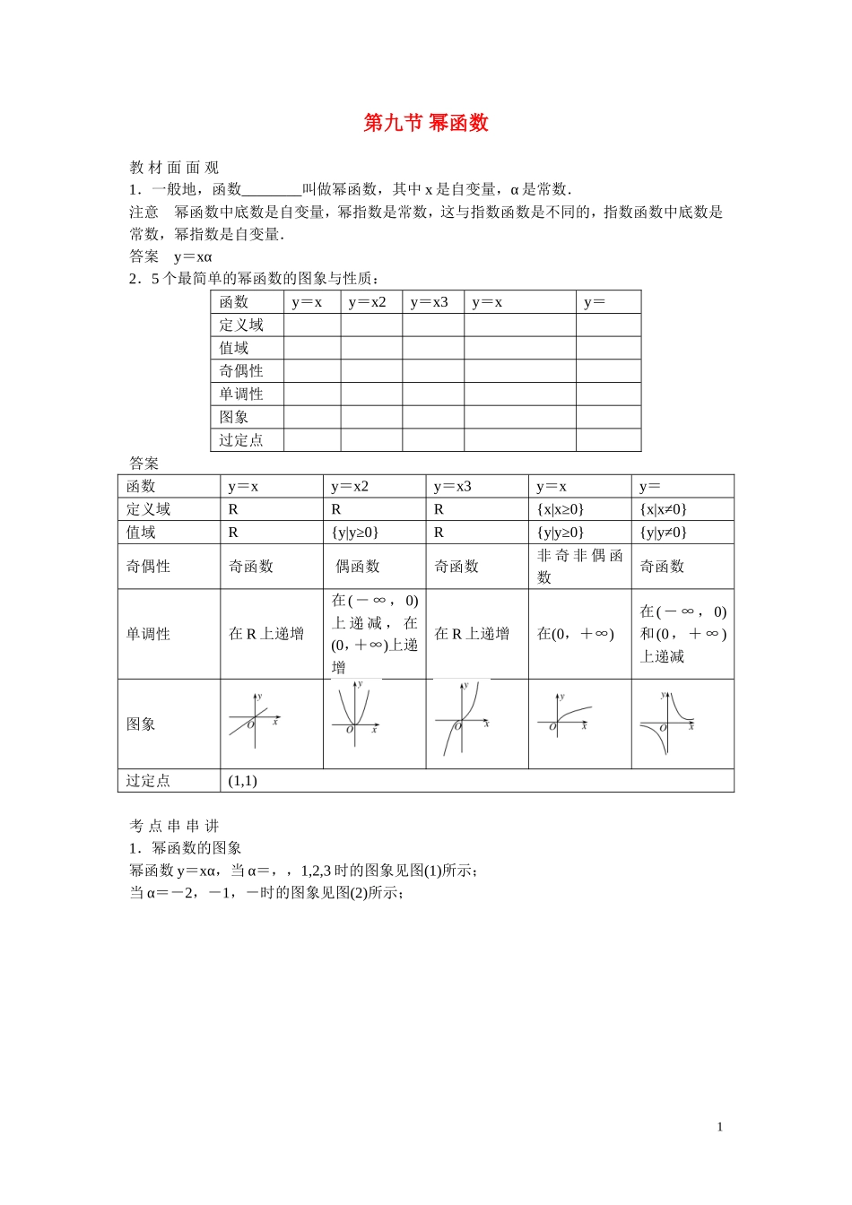 高考数学 第九节 幂函数教材_第1页