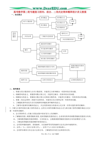 高考数学第二轮专题复习排列、组合、二项式定理和概率统计讲义教案