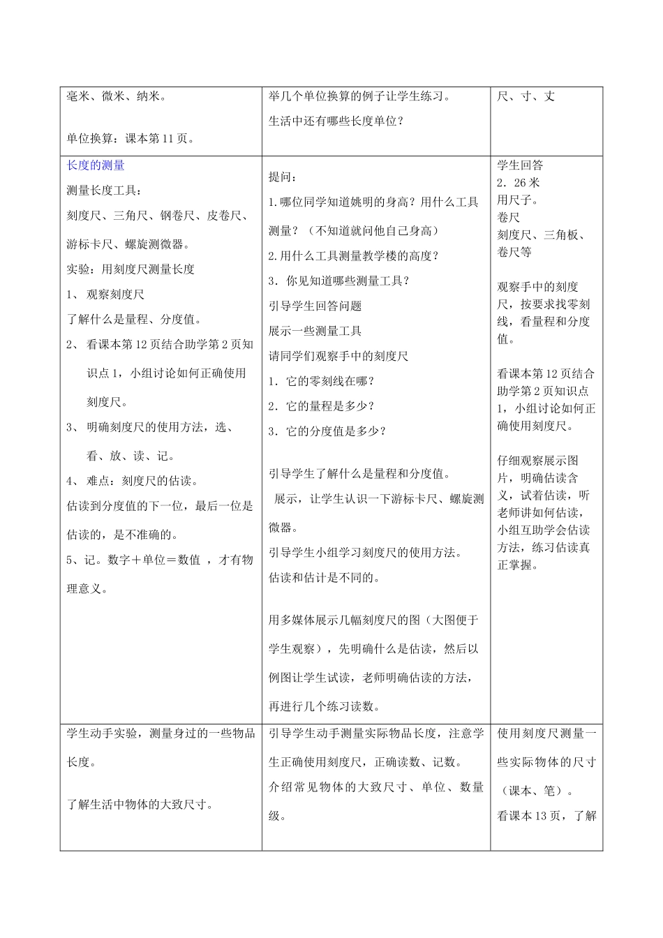 八年级物理上册 第一章 机械运动 一、长度和时间的测量名师教案1 人教新课标版_第2页