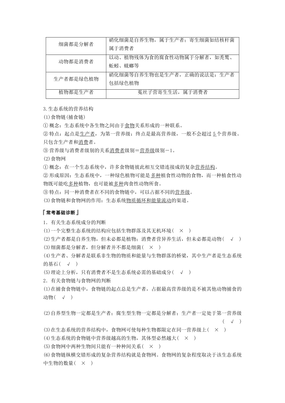 高考生物大一轮复习 第九单元 生物与环境 第30讲 生态系统的结构与能量流动学案-人教版高三全册生物学案_第2页