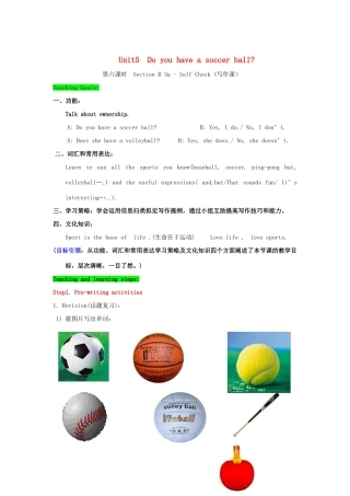 七年级英语上册 Unit 5 Do you have a soccer ball（第6课时）教案 （新版）人教新目标版