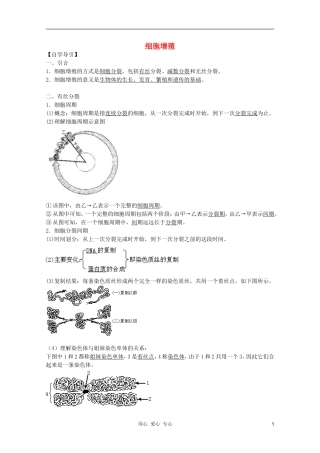 高中生物 第2章 细胞增殖2全套导学案 新人教版必修1