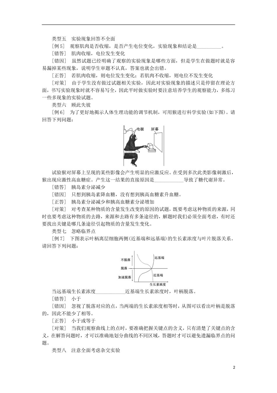 高考生物大二轮复习 第02部分 02 非选择题专项突破 突破01 非选择题的四大命题热点——规避9种“对而不全”答题失分点提高答题准度学案-人教版高三全册生物学案_第2页