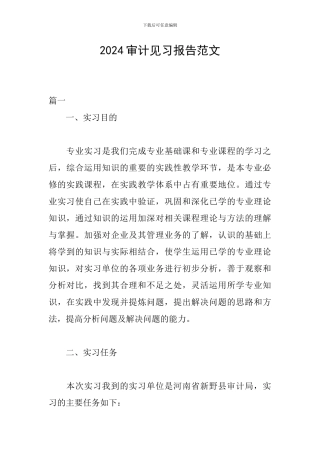 2024审计见习报告范文