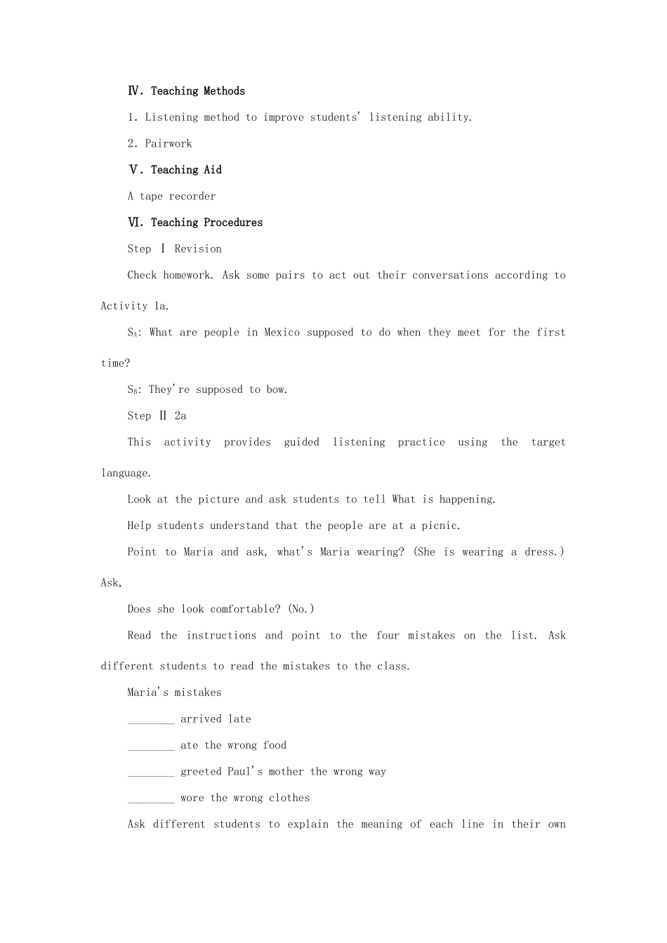 九年级英语全册 Unit 12 You're supposed to shake hands The Second Period教案 人教新目标版_第2页