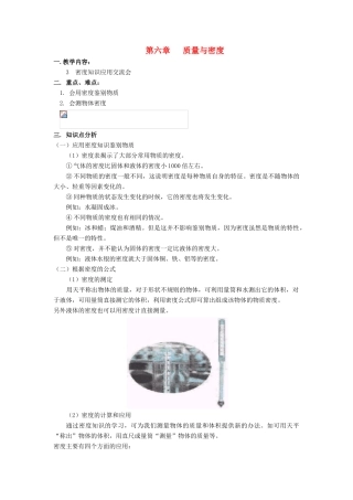 八年级物理上：第六章质量与密度复习教案（二）教科版