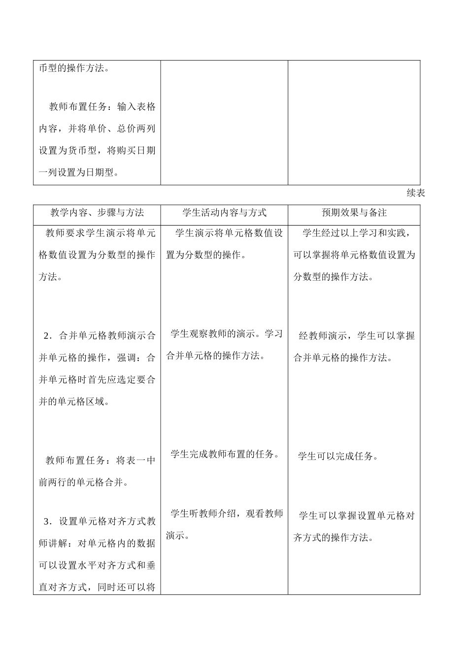 [初中信息技术]八年级 第九、十课 设置单元格和修饰单元格_第3页
