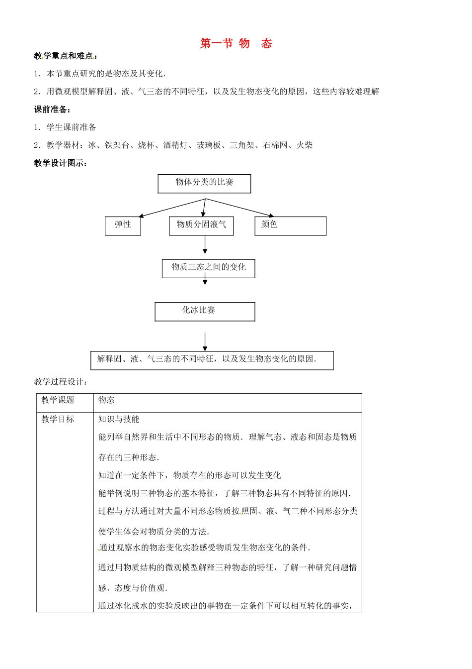 八年级物理上册 物态教案 北师大版_第1页