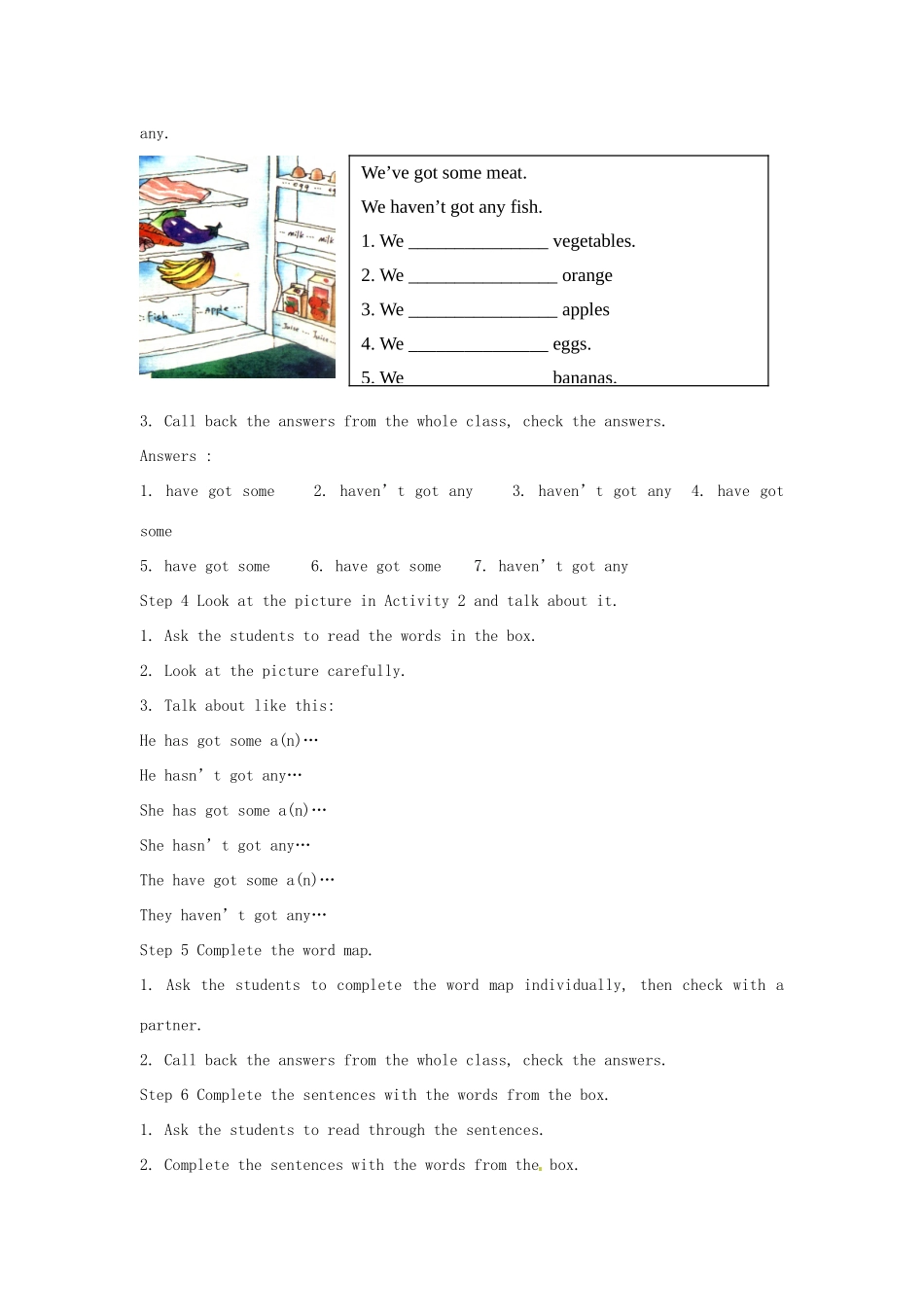 七年级英语上册《Module 4 Healthy food Unit 3 Language in use》教案 （新版）外研版-（新版）外研版初中七年级上册英语教案_第3页