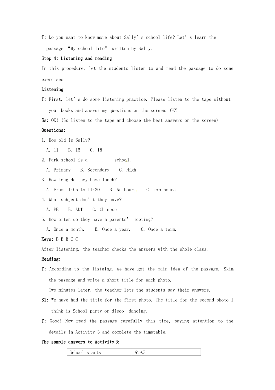 北京市第一五四中学九年级英语全册《Unit 2 What’s the best thing about school》教案 人教新目标版_第3页