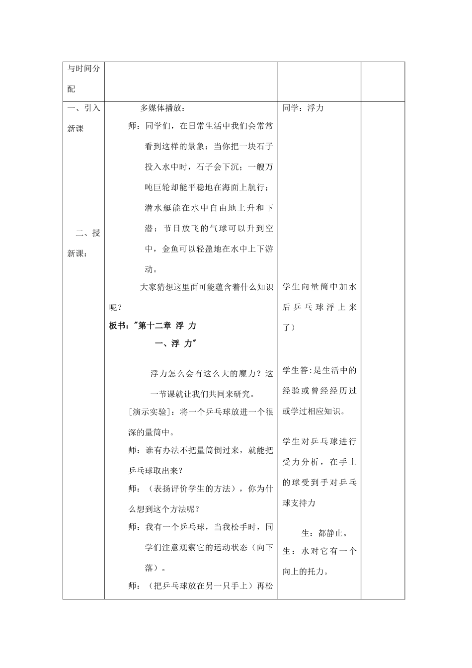 八年级物理下册 第十章《四 浮力》教案 苏科版-苏科版初中八年级下册物理教案_第2页