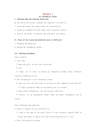 八年级英语下册 Project 1教案 （新版）牛津版-（新版）牛津版初中八年级下册英语教案