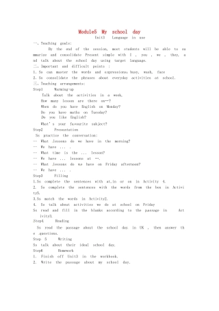 七年级英语上册《Module 5 My school day Unit 3 Language in use》教案 （新版）外研版-（新版）外研版初中七年级上册英语教案