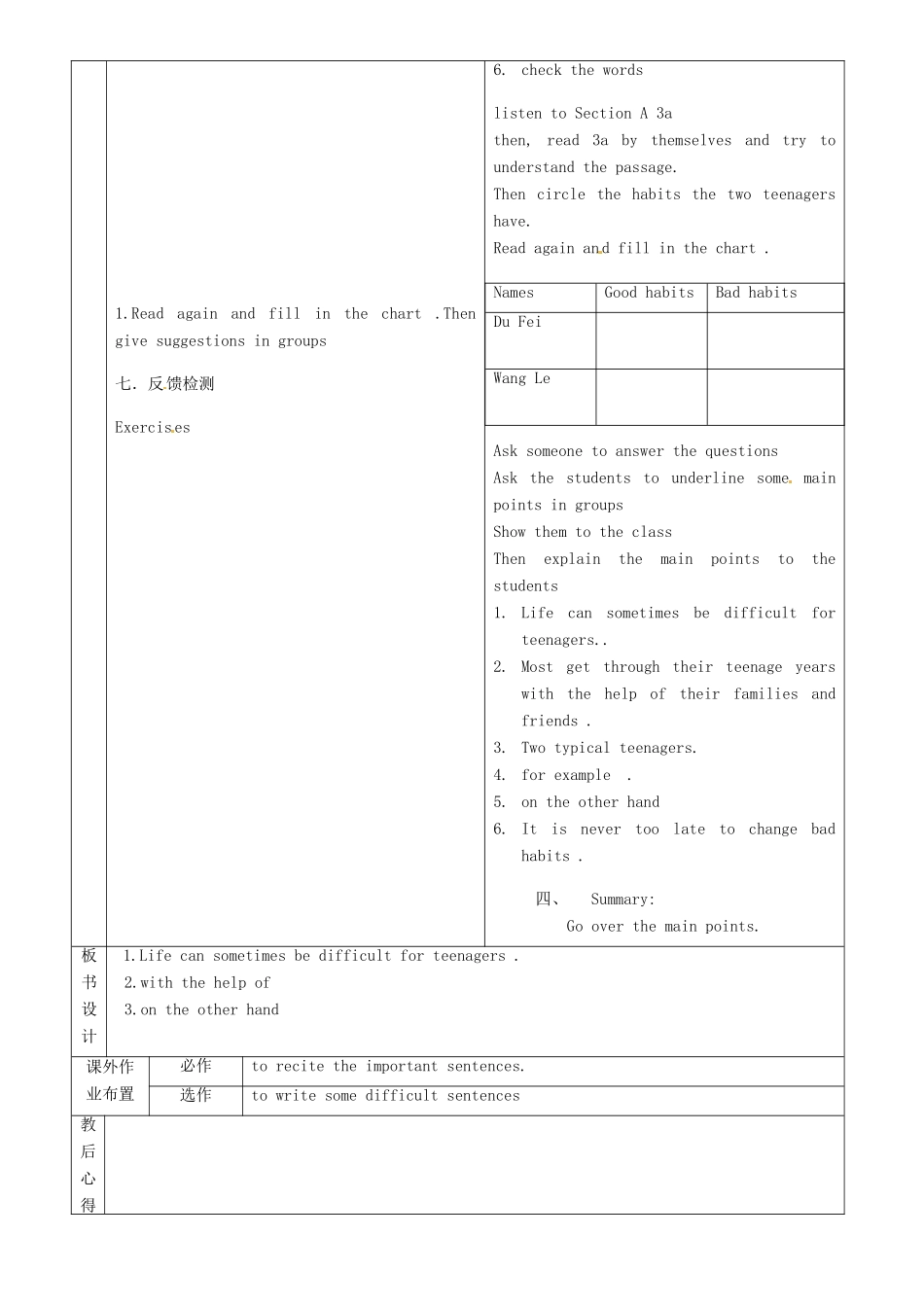 九年级英语全册 Unit 9 It's important to have habits（第3课时）教案 （新版）鲁教版五四制-鲁教版五四制初中九年级全册英语教案_第2页