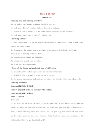 七年级英语上册 Unit 4 My day Reading（II）教案 （新版）牛津版-（新版）牛津版初中七年级上册英语教案