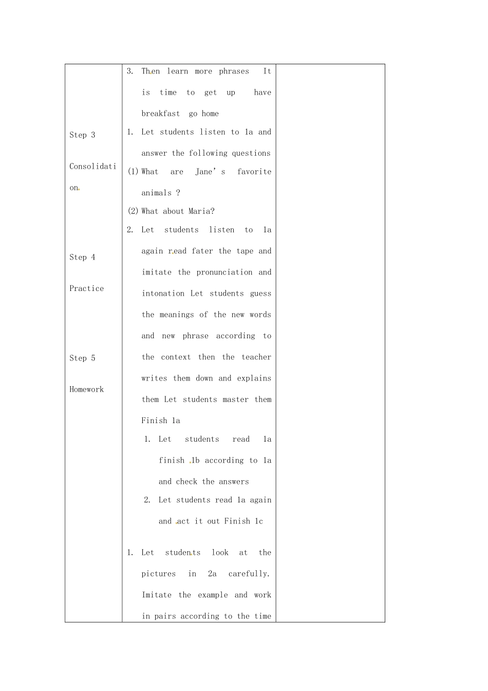 七年级英语上册 Unit 4 Topic 3 What time is it now Section B教案 （新版）仁爱版-（新版）仁爱版初中七年级上册英语教案_第2页