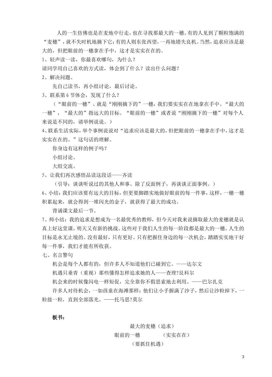 最大的麦穗（教学设计）_第3页