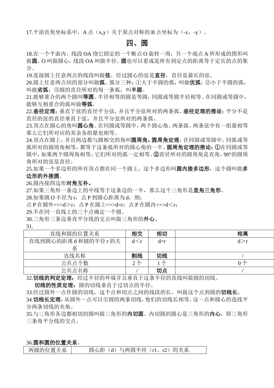 (人教版九年级上册数学)概念定义公式归纳_第2页