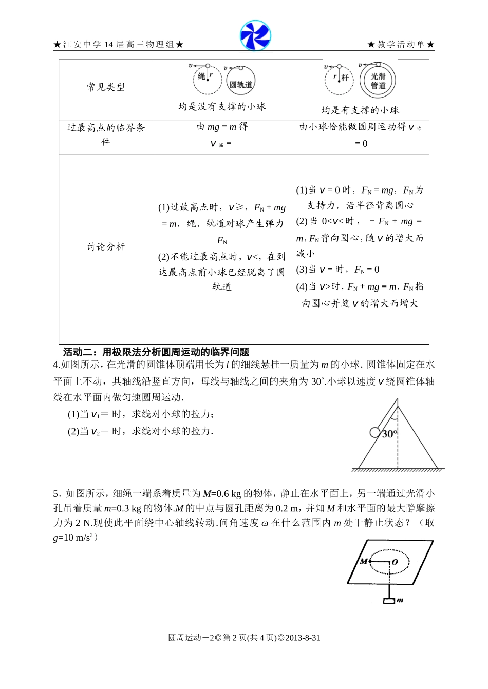 圆周运动的临界问题_第2页