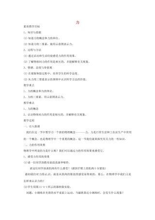 九年级物理 力复习教案1 鲁教版五四制-鲁教版五四制初中九年级全册物理教案