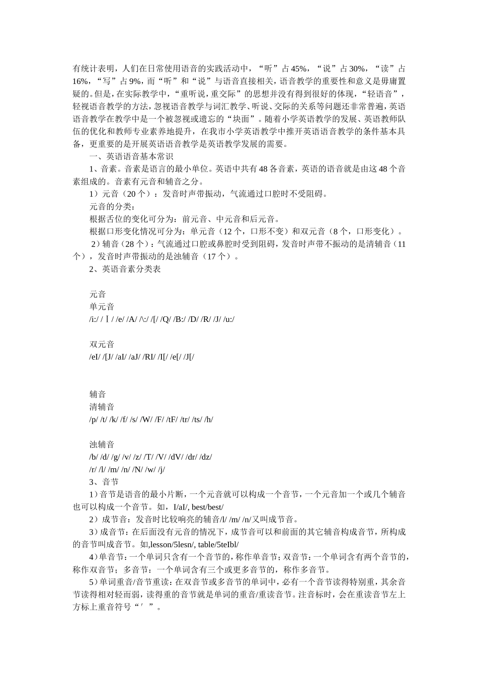 小学英语语音教学专题辅导_第1页