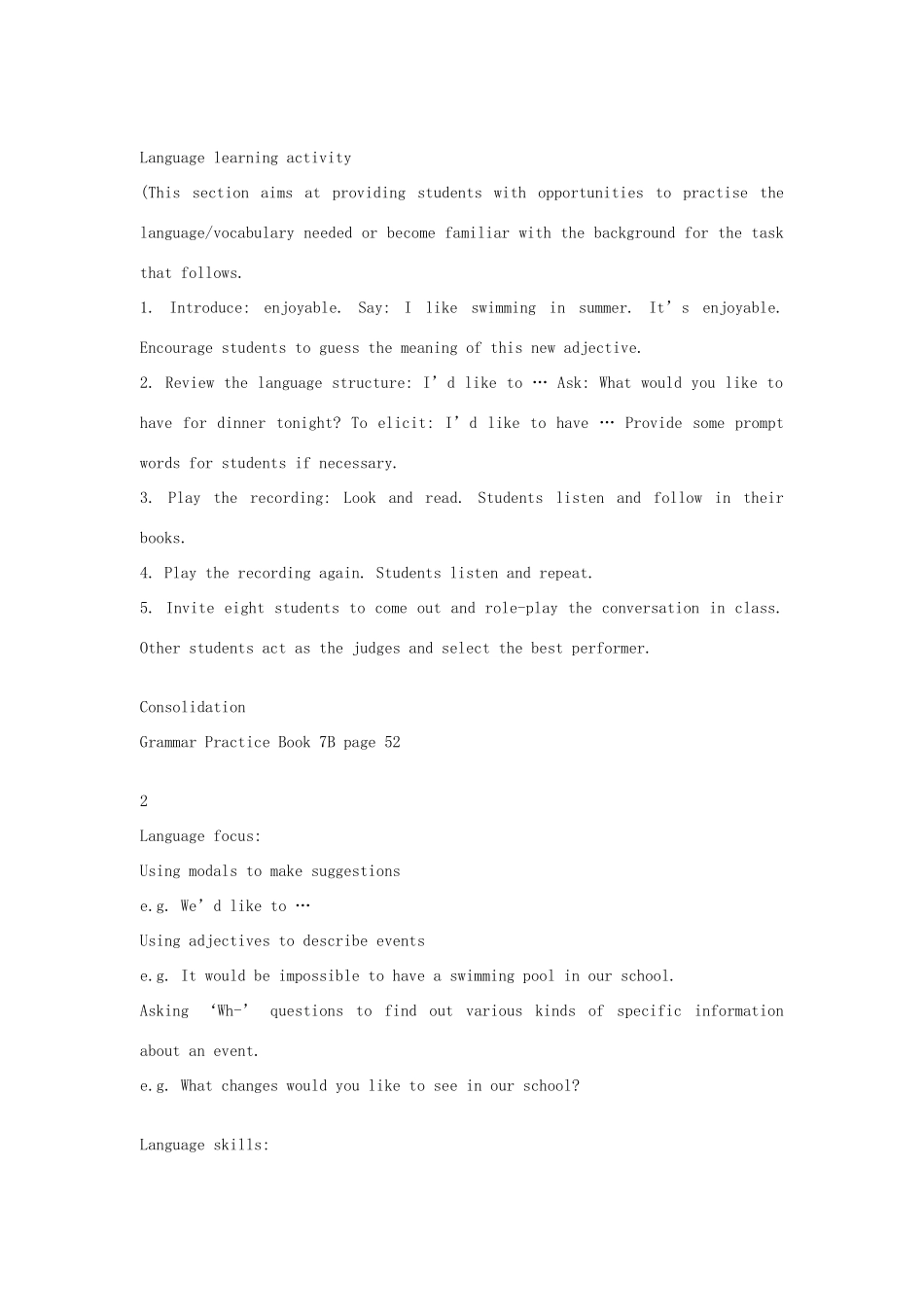 七年级英语下：Module 3 Unit 4 A more enjoyable school life教案上海牛津版_第2页