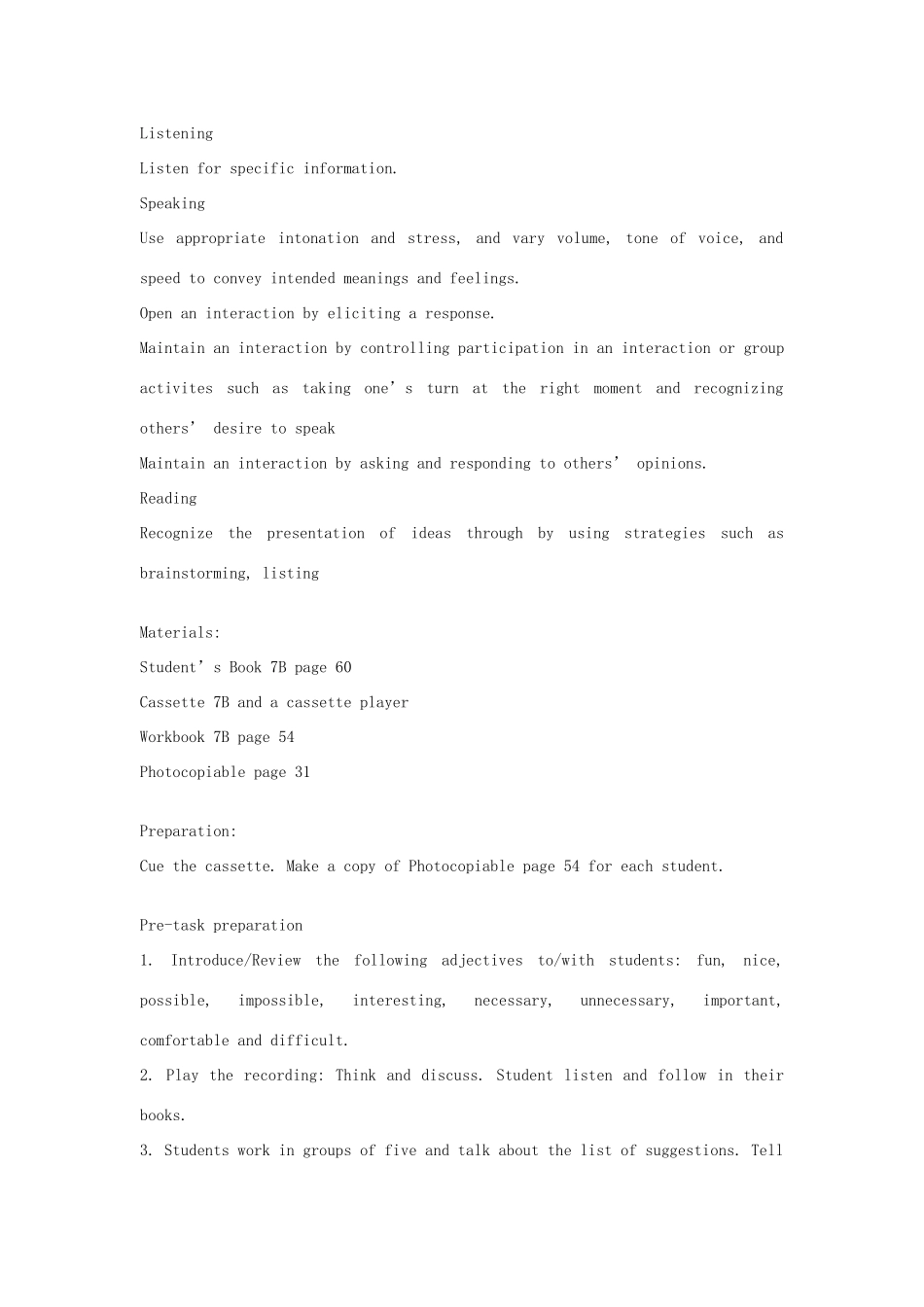 七年级英语下：Module 3 Unit 4 A more enjoyable school life教案上海牛津版_第3页