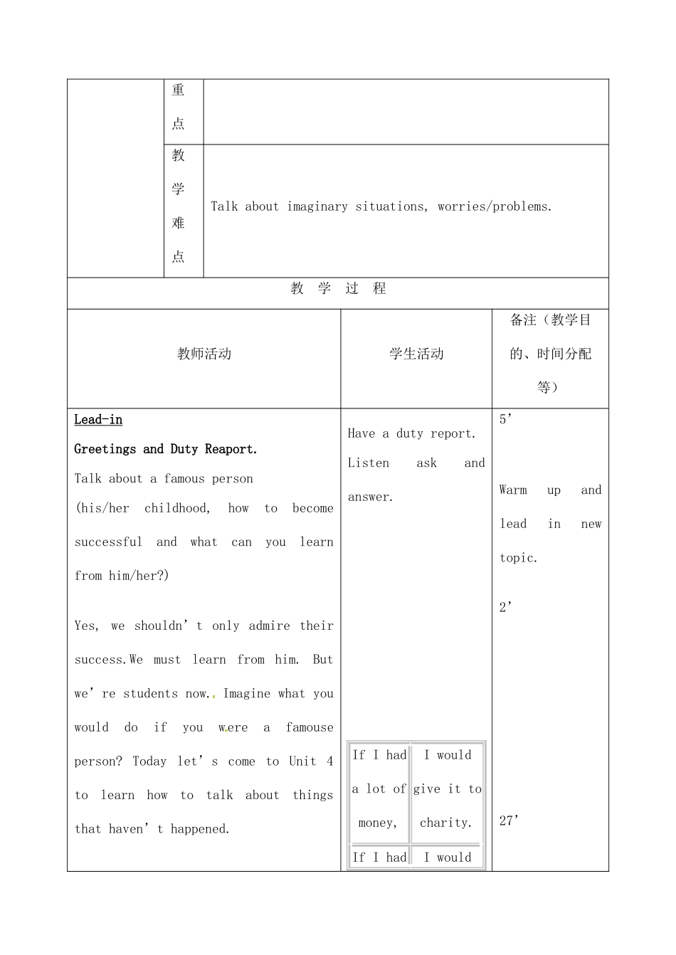 吉林省四平市第十七中学九年级英语全册《Unit 4 What wouid you do》（第1课时）教案 人教新目标版_第2页