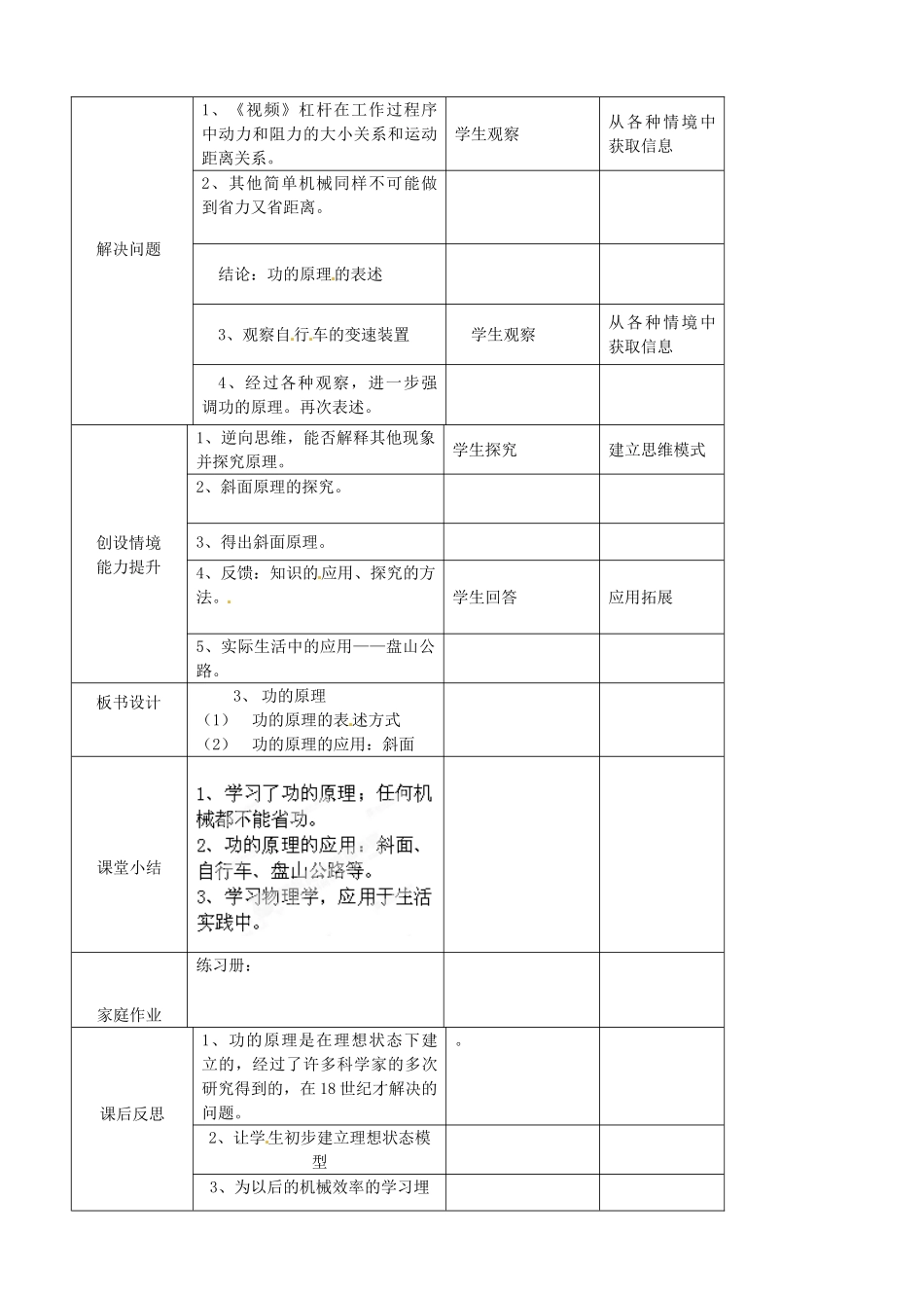 北京市第二十四中学九年级物理全册《功的原理》教案 新人教版_第2页