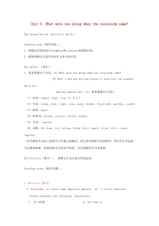 八年级英语下册 Unit 5 What were you doing when the rainstorm came Lesson PlanLesson Plan 2教案 （新版）人教新目标版