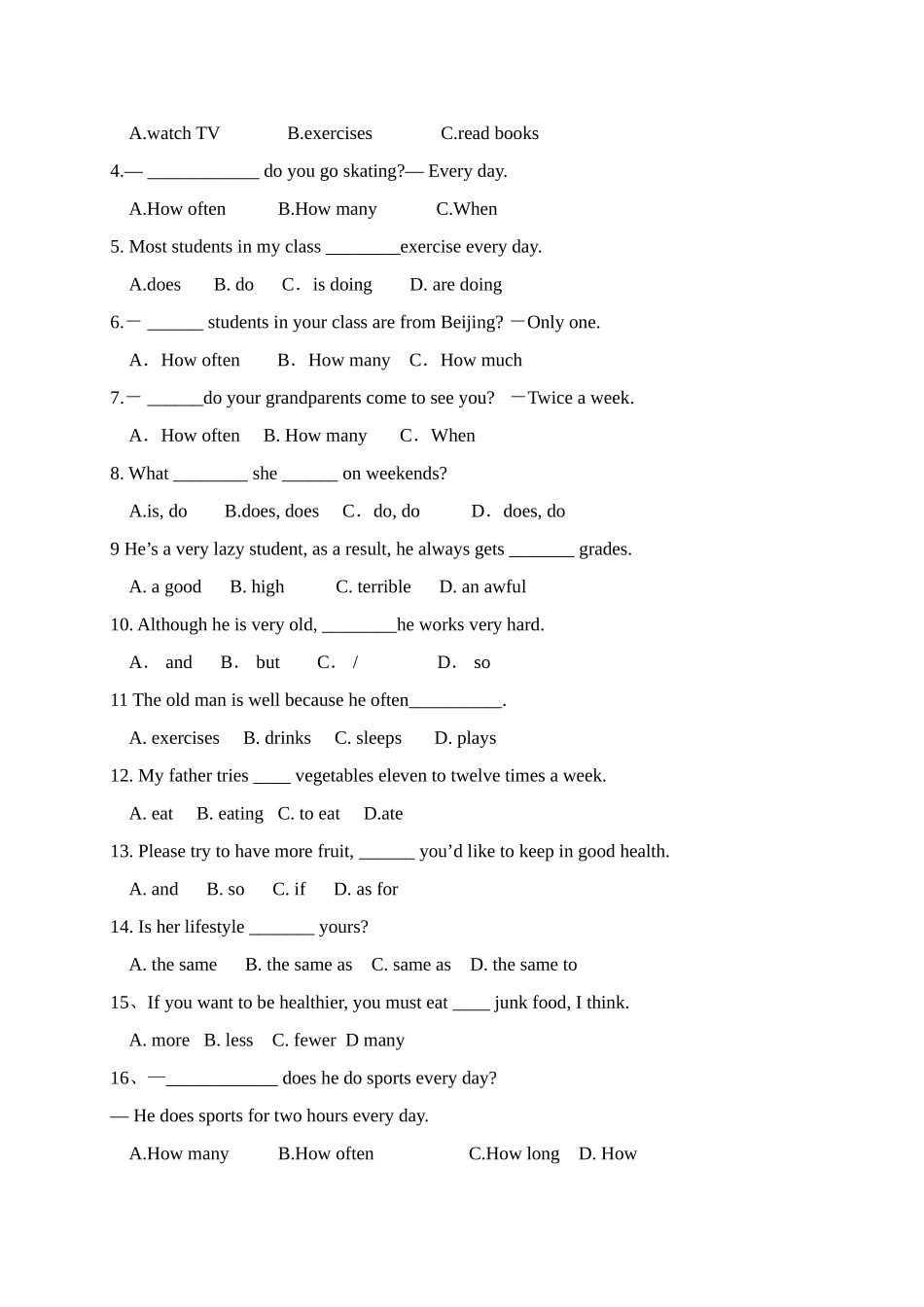 Unit 1 How often do you exercise辅导_第3页