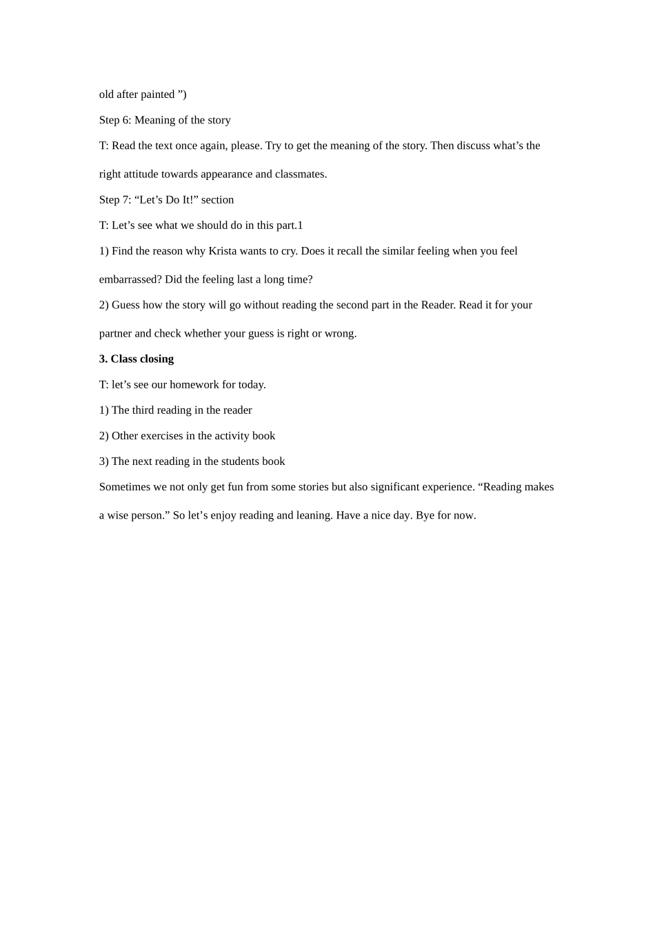 八年级英语上册 Unit 1 Me and My Class Lesson 5 The Best Clothes教案 冀教版_第3页