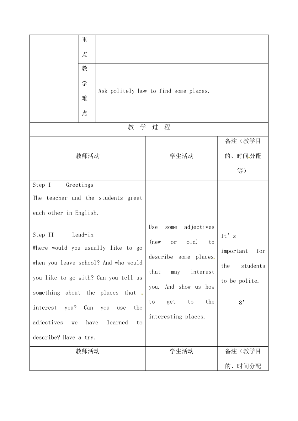 吉林省四平市第十七中学九年级英语全册《Unit 11 Could you please tell me where the restrooms are》Part 3 Section A教案 人教新目标版_第2页