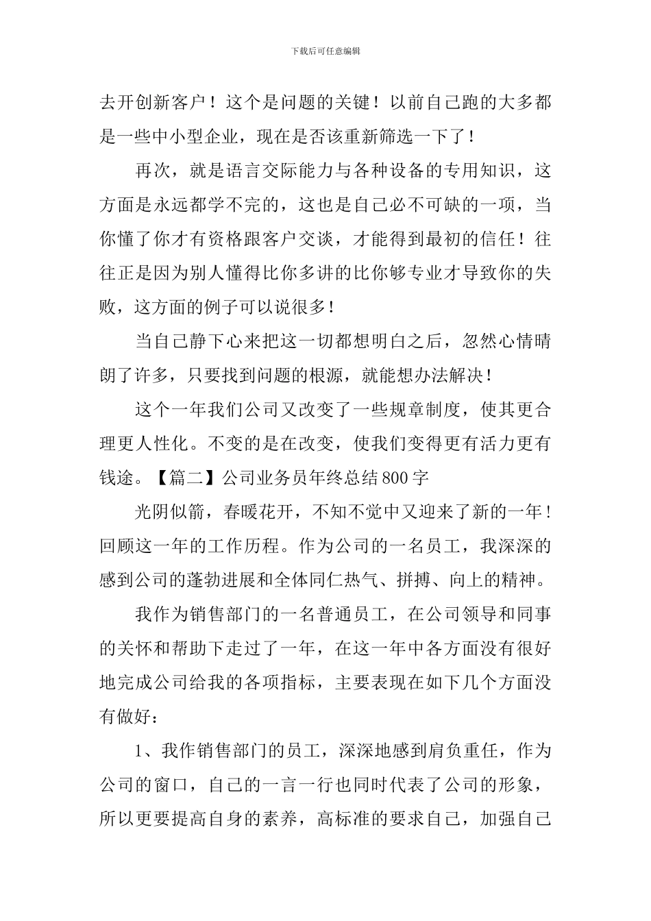 公司业务员年终总结800字_第3页