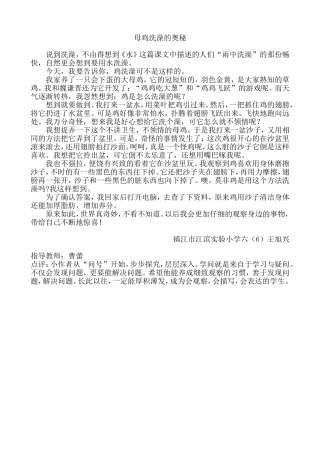 母鸡洗澡的奥秘