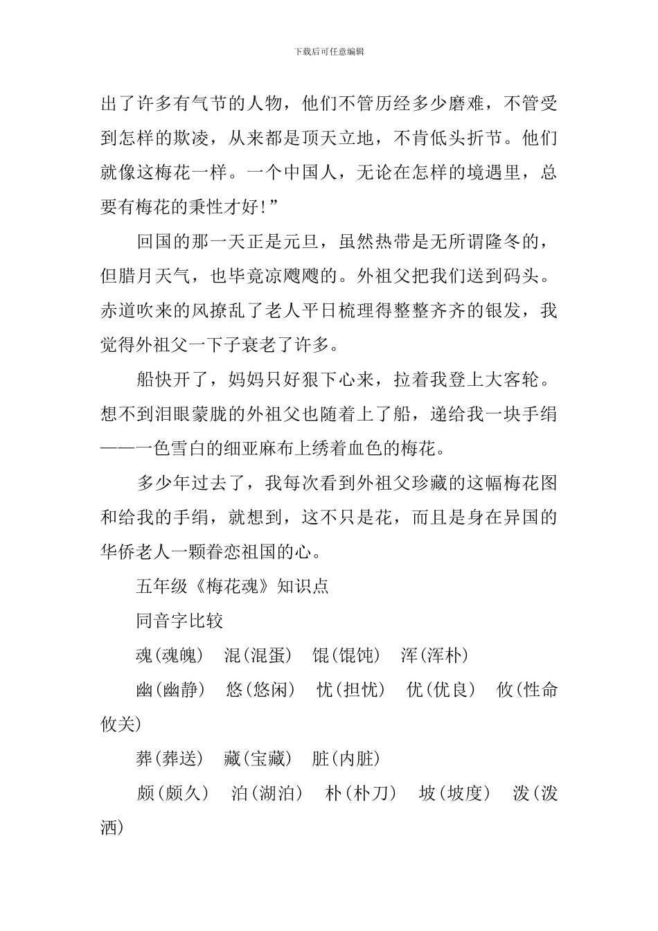 五年级《梅花魂》知识点梳理_第3页