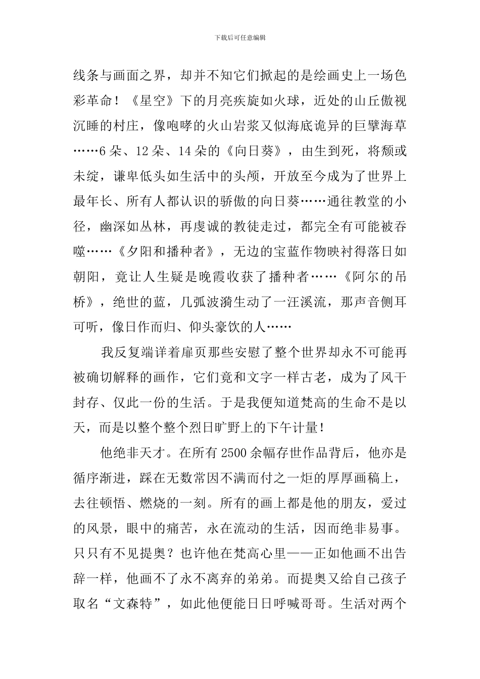 《梵高传》的读后感_第2页