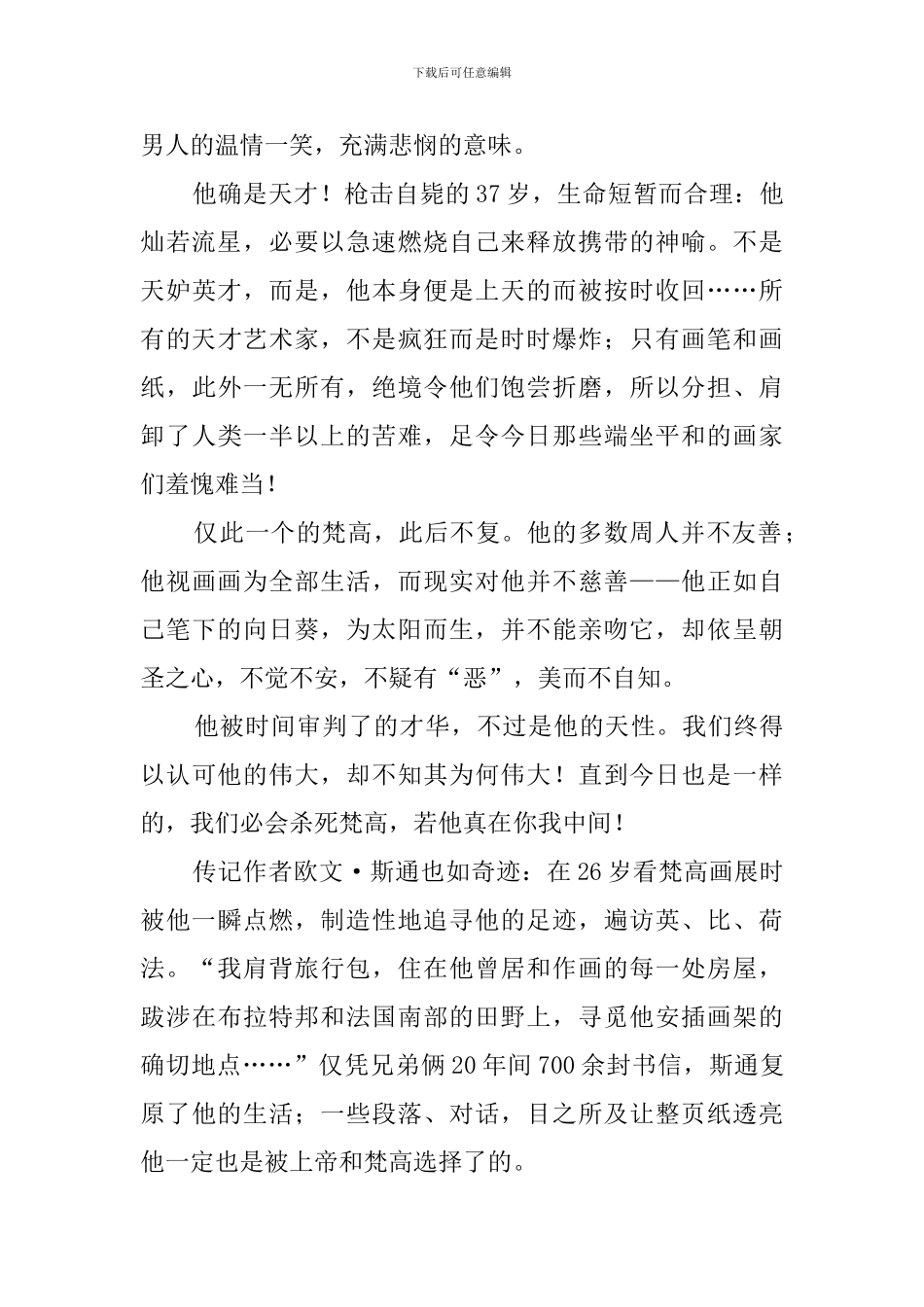 《梵高传》的读后感_第3页
