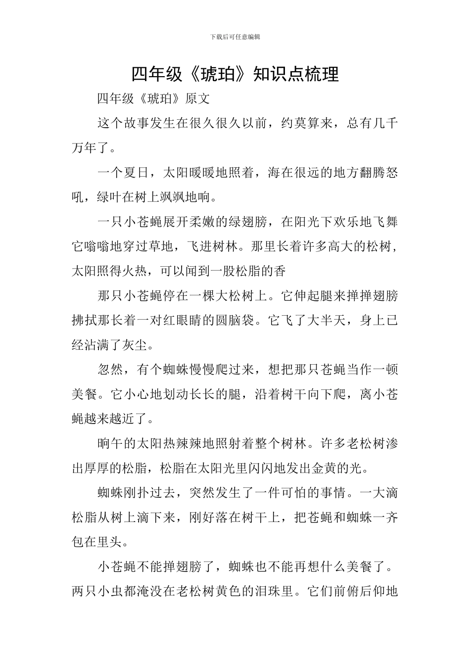 四年级《琥珀》知识点梳理_第1页