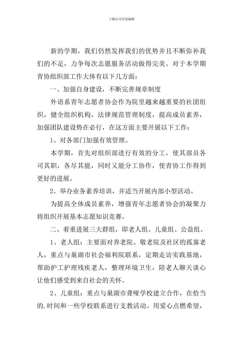 大学生青年志愿者个人工作计划2024_第3页