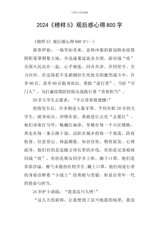 2024《榜样5》观后感心得800字