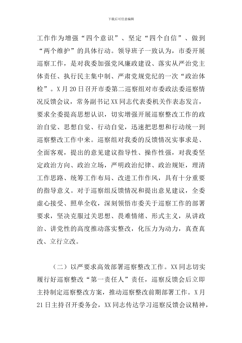 关于巡察整改落实阶段性进展情况的报告范文_第2页